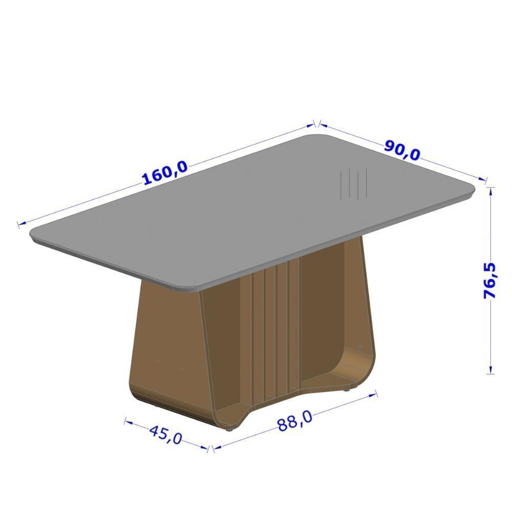 Mesa De Jantar Harpa 6 Lugares Com Tampo De Vidro Carvalho-fendi - 4