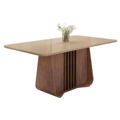 Mesa De Jantar Harpa 6 Lugares Com Tampo De Vidro Carvalho-fendi