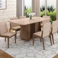 Mesa De Jantar Harpa 6 Lugares Com Tampo De Vidro Carvalho-fendi - 2