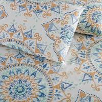 Kit Cobre Leito Colcha Bella Casal 3 Peças 400 Fios Estampado Com Babado - Mandala 5 - 100% Poliéster - 5