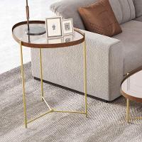 Mesa Lateral Orgânica Alamanda Espelhada Com Pés Metálicos Castanho-dourado - 2