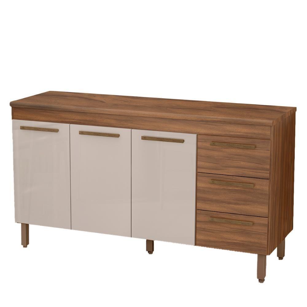 Balcão De Cozinha Atenas Com Tampo 3 Portas 3 Gavetas 158 Cm Freijo-baunilha - 1
