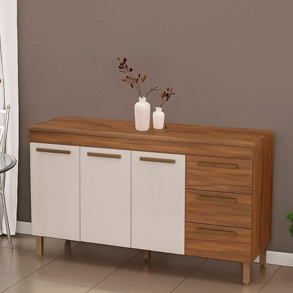 Balcão De Cozinha Atenas Com Tampo 3 Portas 3 Gavetas 158 Cm Freijo-baunilha - 2