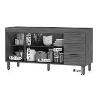 Balcão De Cozinha Atenas Com Tampo 3 Portas 3 Gavetas 158 Cm Freijo-baunilha - 3