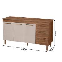 Balcão De Cozinha Atenas Com Tampo 3 Portas 3 Gavetas 158 Cm Freijo-baunilha - 4