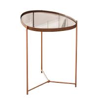 Mesa Lateral Orgânica Alamanda Espelhada Com Pés Metálicos Castanho-bronze - 1