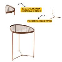 Mesa Lateral Orgânica Alamanda Espelhada Com Pés Metálicos Castanho-bronze - 3