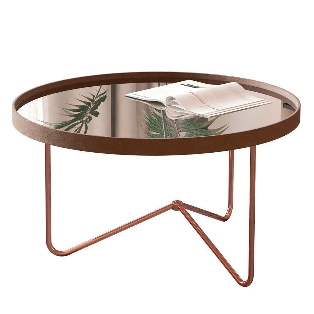 Mesa De Centro Alamanda Sala Espelhada Com Pés Metálicos Castanho-bronze - 1