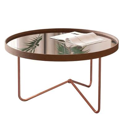 Mesa De Centro Alamanda Sala Espelhada Com Pés Metálicos Castanho-bronze