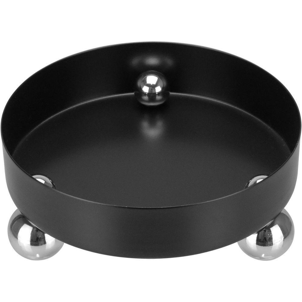 Bandeja Decorativa Para Servir Redonda Metal 6x15x15cm Preto - 1