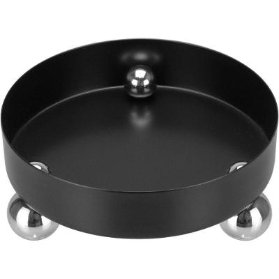 Bandeja Decorativa Para Servir Redonda Metal 6x15x15cm Preto