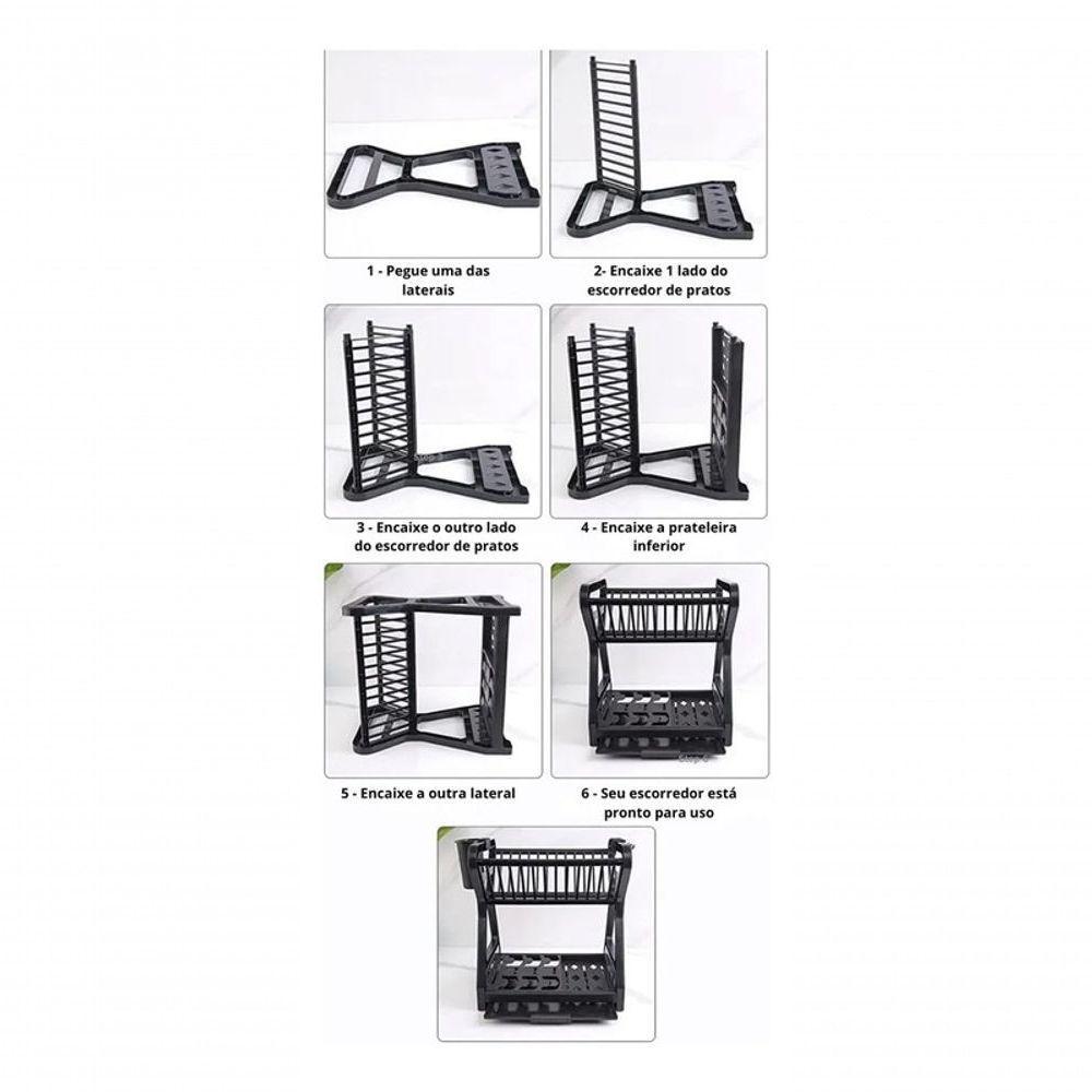 Escorredor Louça Plástico Pratos Copos Talheres Cozinha - 10