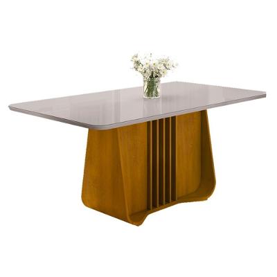 Mesa De Jantar Harpa 6 Lugares Com Tampo De Vidro Naturale-off White