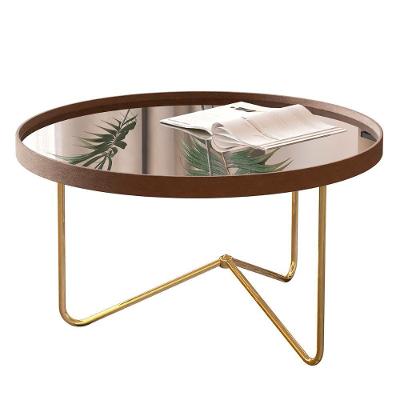 Mesa De Centro Alamanda Sala Espelhada Com Pés Metálicos Castanho-dourado