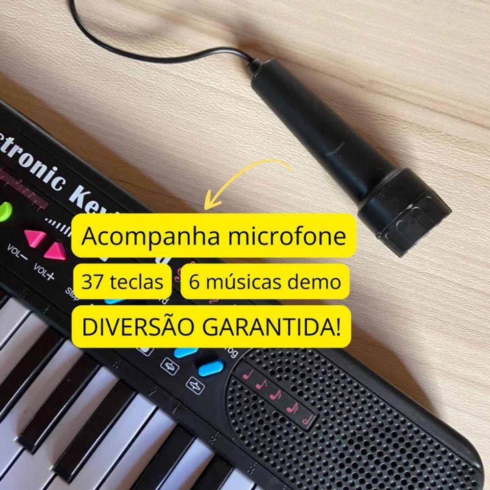 Teclado Musical Com 37 Teclas Som E Microfone Ritmos Srt Cor - 3