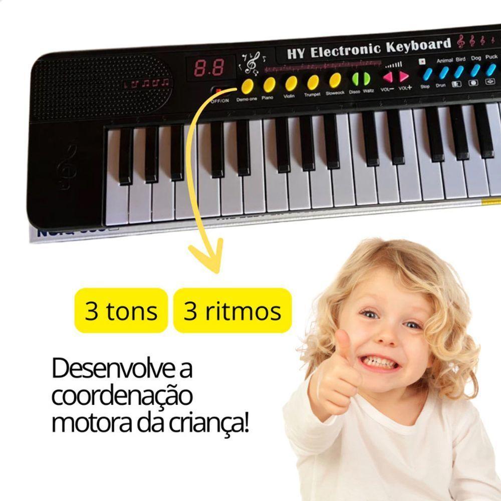 Teclado Musical Com 37 Teclas Som E Microfone Ritmos Srt Cor - 5