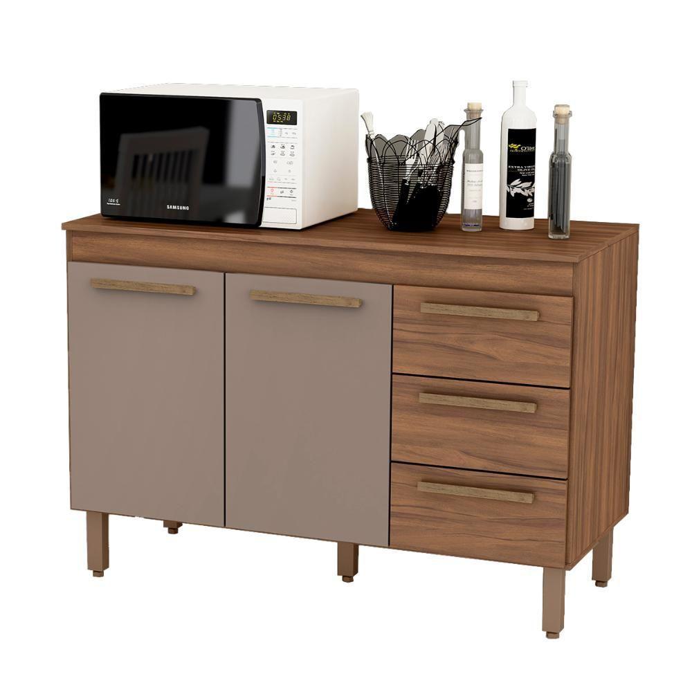 Balcão Grecia Com Tampo Para Cozinha 2 Portas E 3 Gavetas Freijo-moka - 1