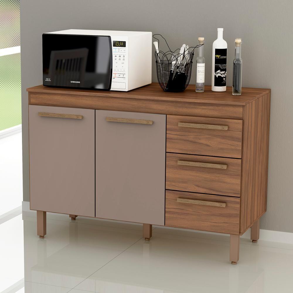 Balcão Grecia Com Tampo Para Cozinha 2 Portas E 3 Gavetas Freijo-moka - 2