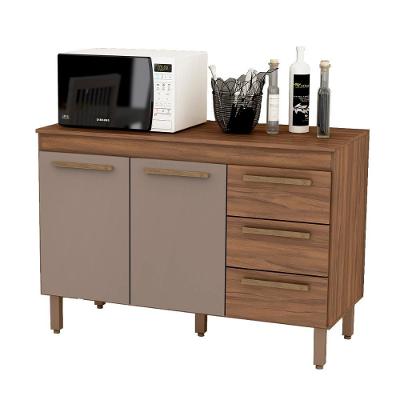 Balcão Grecia Com Tampo Para Cozinha 2 Portas E 3 Gavetas Freijo-moka