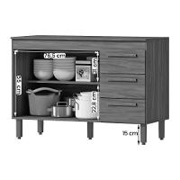 Balcão Grecia Com Tampo Para Cozinha 2 Portas E 3 Gavetas Freijo-moka - 3