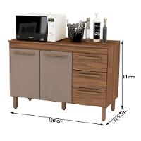 Balcão Grecia Com Tampo Para Cozinha 2 Portas E 3 Gavetas Freijo-moka - 4