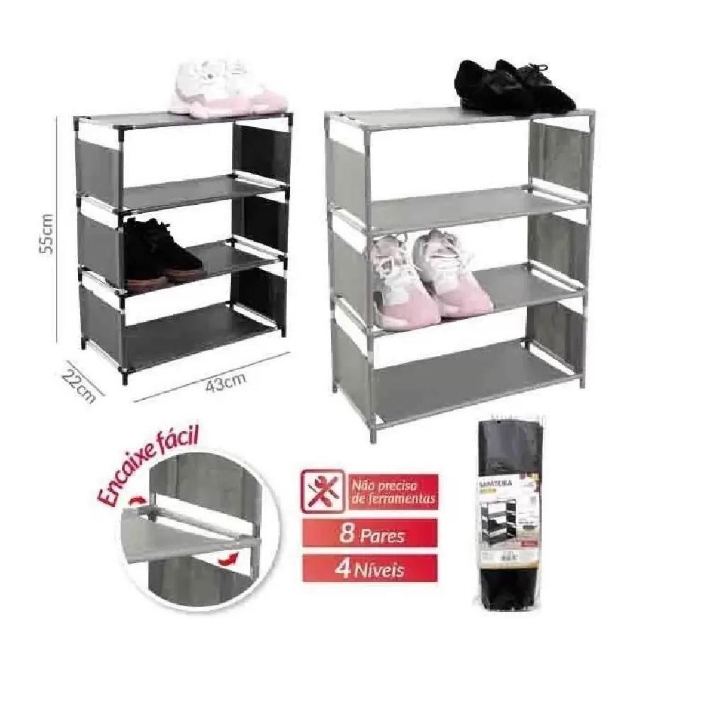 Sapateira Estante Organizador Multiuso 4 Prateleiras Tenis Brinquedos Roupas Porta Treca Lavanderia Quarto Sala - 5