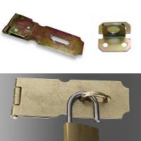 Dobradiça Porta Cadeado Fecho Trinco Portas Armarios Gavetas Baus Bicromatizado De Ferro 12,5cm Resistente - 8