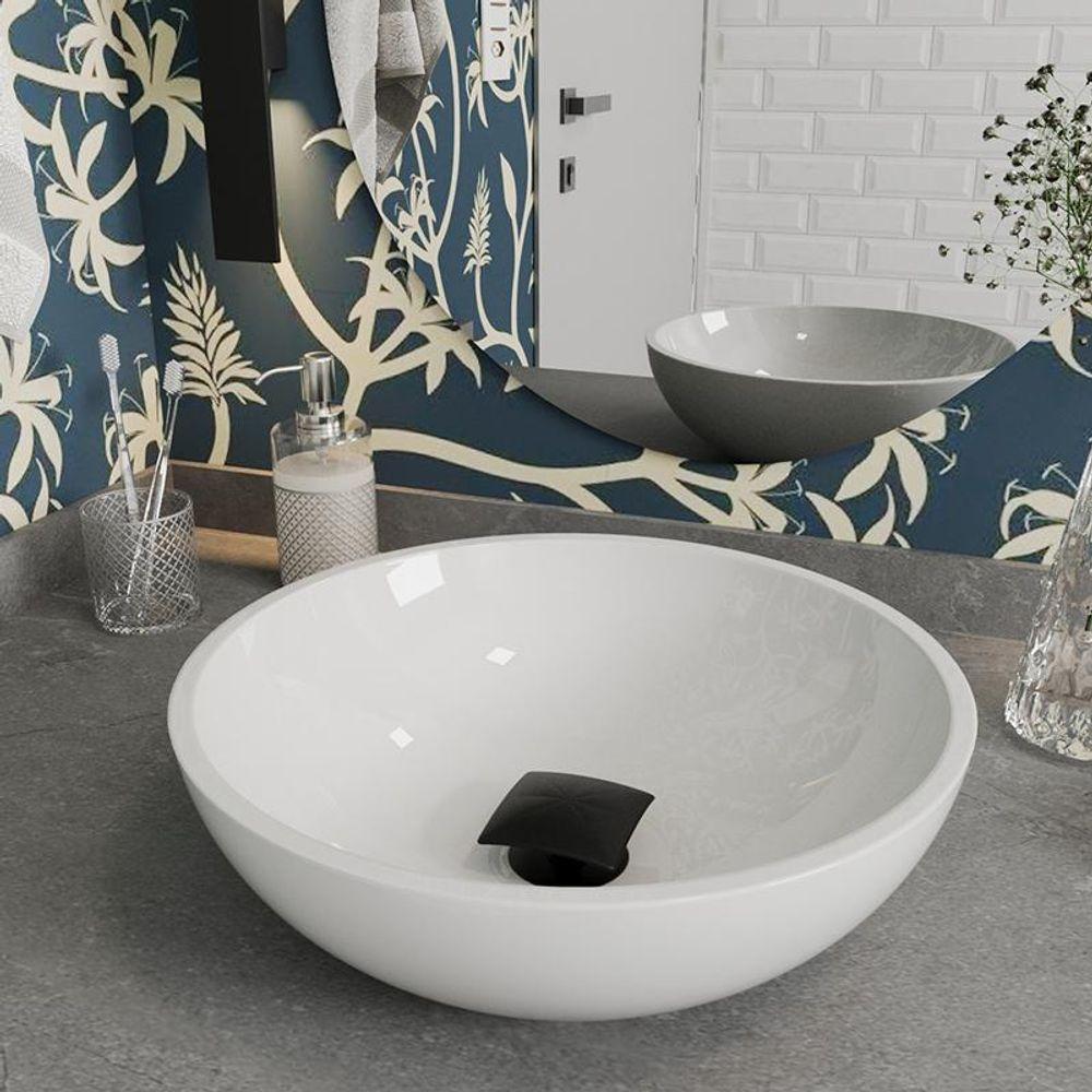 Cuba Pia Banheiro Venus E Valvula Inox Click Black Branco - 2