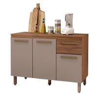 Balcão Copa Com Tampo Para Cozinha 3 Portas E 1 Gaveta Freijo-moka - 1