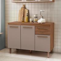 Balcão Copa Com Tampo Para Cozinha 3 Portas E 1 Gaveta Freijo-moka - 2