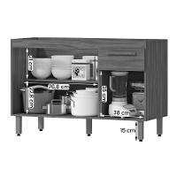 Balcão Copa Com Tampo Para Cozinha 3 Portas E 1 Gaveta Freijo-moka - 3