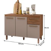 Balcão Copa Com Tampo Para Cozinha 3 Portas E 1 Gaveta Freijo-moka - 4