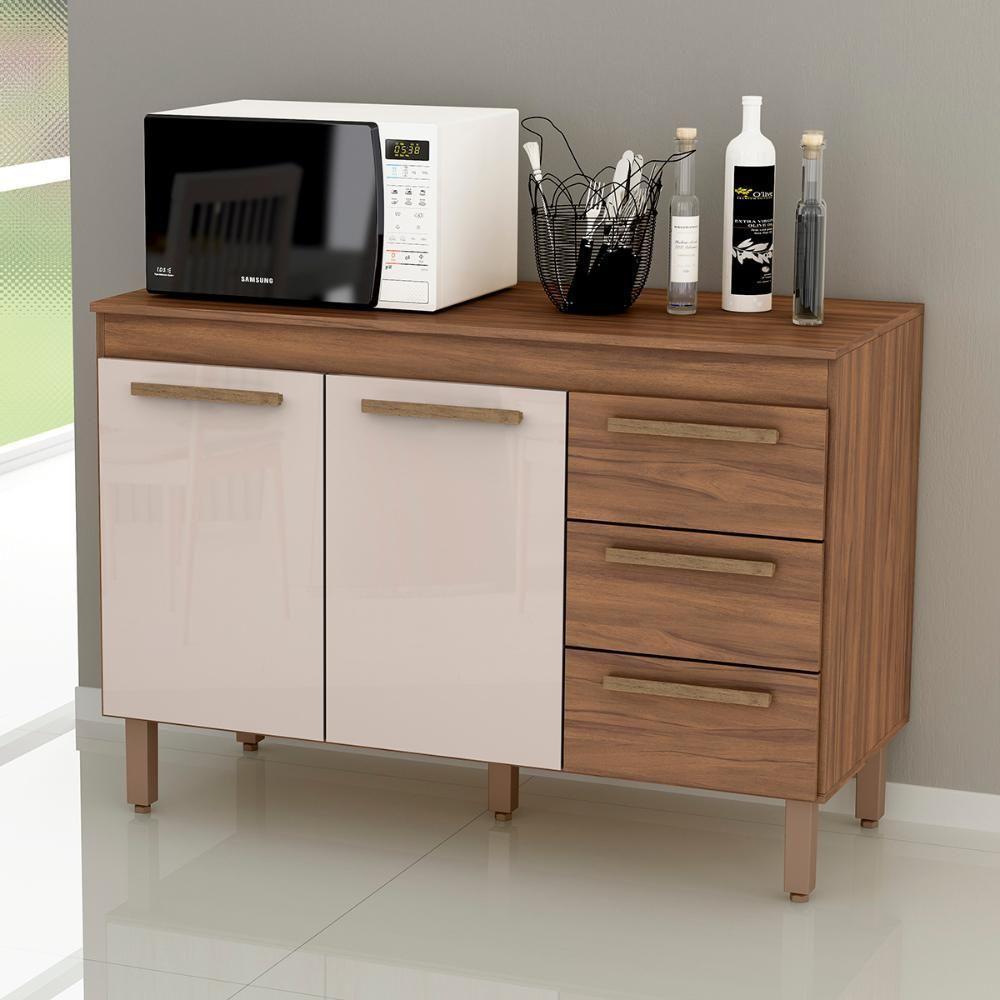 Balcão Grecia Com Tampo Para Cozinha 2 Portas E 3 Gavetas Freijo-baunilha - 2