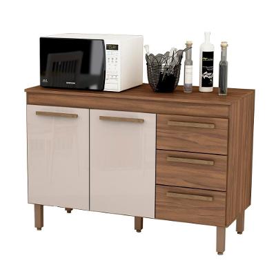 Balcão Grecia Com Tampo Para Cozinha 2 Portas E 3 Gavetas Freijo-baunilha