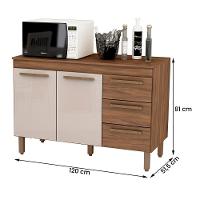 Balcão Grecia Com Tampo Para Cozinha 2 Portas E 3 Gavetas Freijo-baunilha - 4