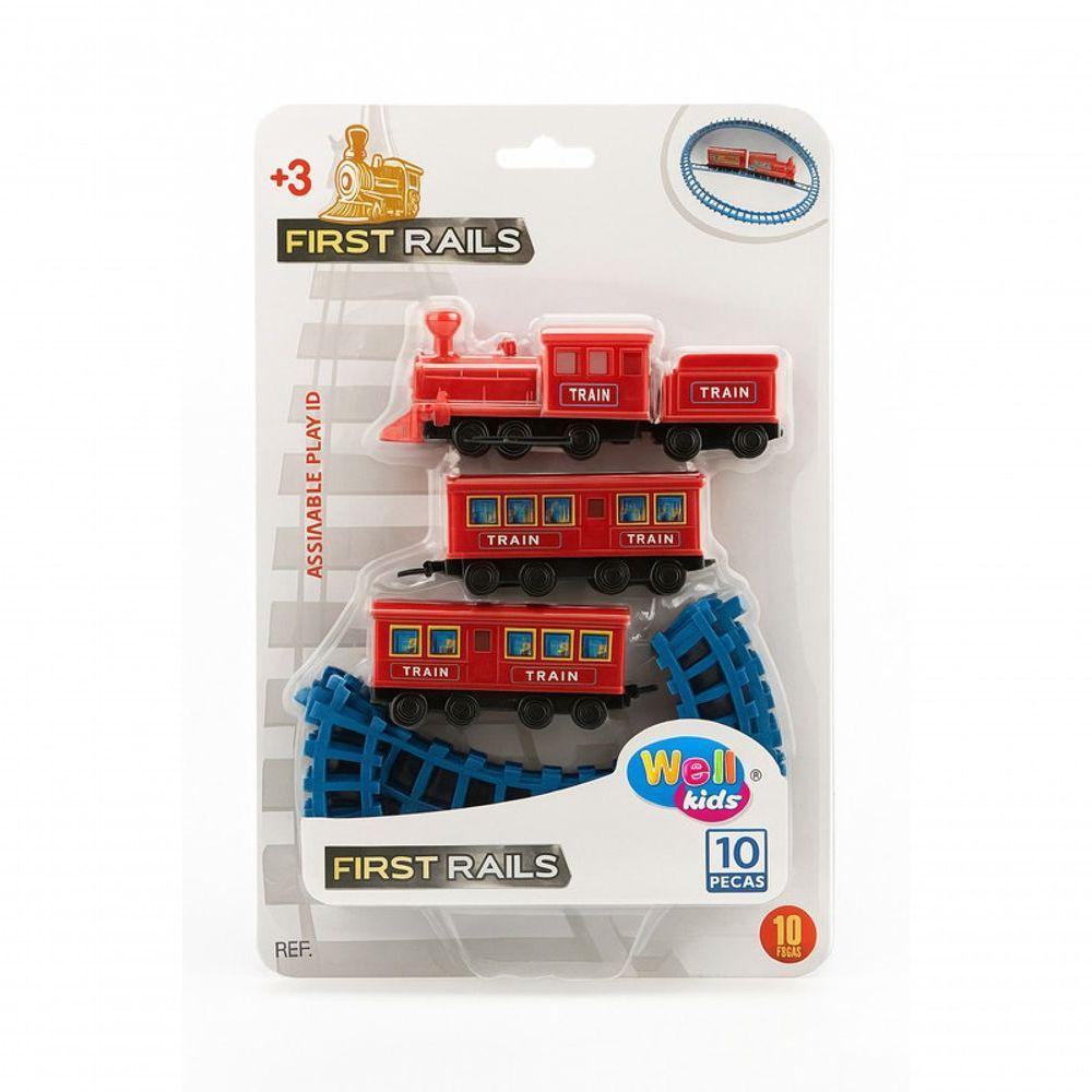 Trenzinho Infantil Trilhos 3 Vagões Brinquedo Educativo Pilh - 1