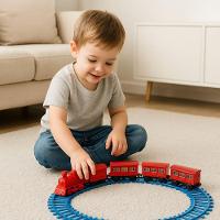 Trenzinho Infantil Trilhos 3 Vagões Brinquedo Educativo Pilh - 2
