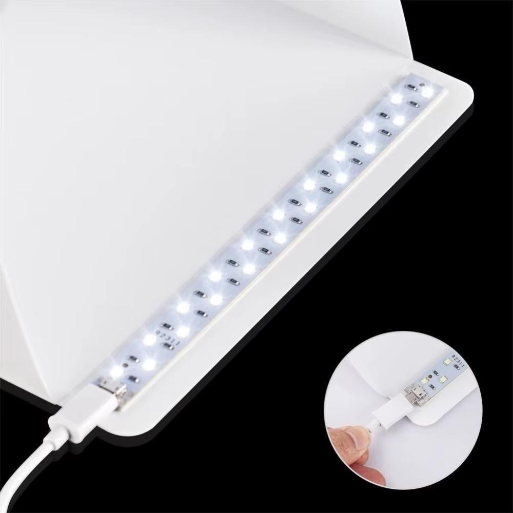 Mini Estudio Fotografico Led Portatil Cabine Fotografia Ecommerce Iluminação 2 Fundos Box Completo Tenda Fotografica Usb - 6