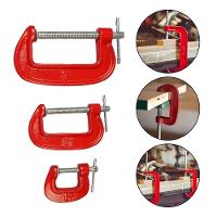 Kit Grampos Marceneiro Tipo C Sargento 3 Peças Jogo Completo Profissional Bancada Mesa Presilha Ferro Fundido Carpintari - 3