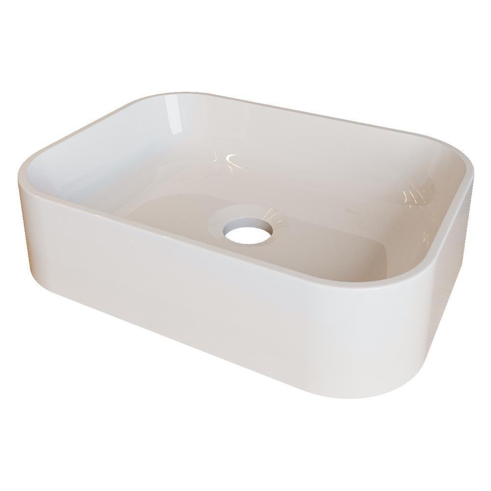Cuba Pia Para Banheiro Retangular Oxford Branco Brilho - 1