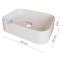 Cuba Pia Para Banheiro Retangular Oxford Branco Brilho - 3