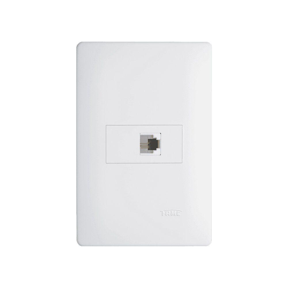Tomada Para Telefone Fame Habitat Rj11 4 Vias Com Placa 4x2 Branco - 1