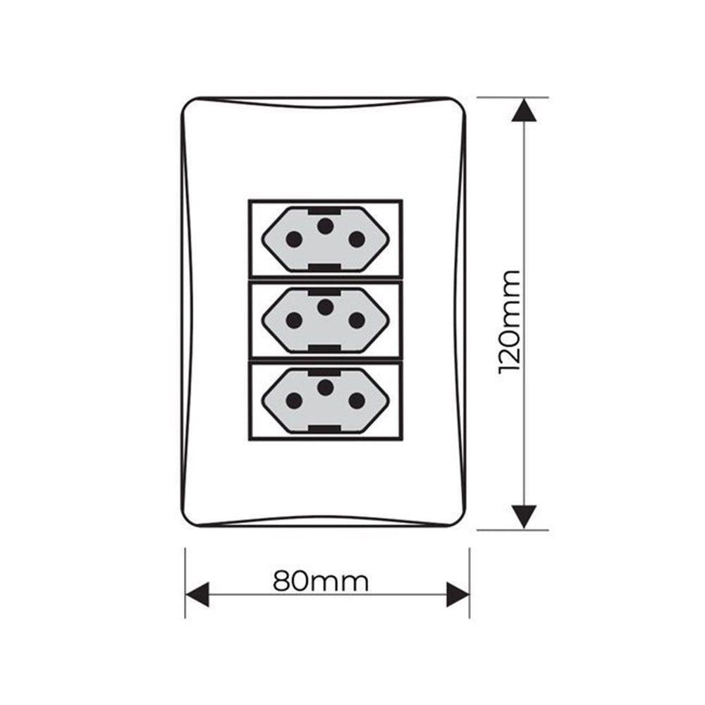 Tomada Tripla Fame Habitat Onix 2p+t 20a Com Placa 4x2 Onix - 2