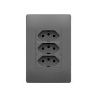 Tomada Tripla Fame Habitat Onix 2p+t 20a Com Placa 4x2 Onix - 1