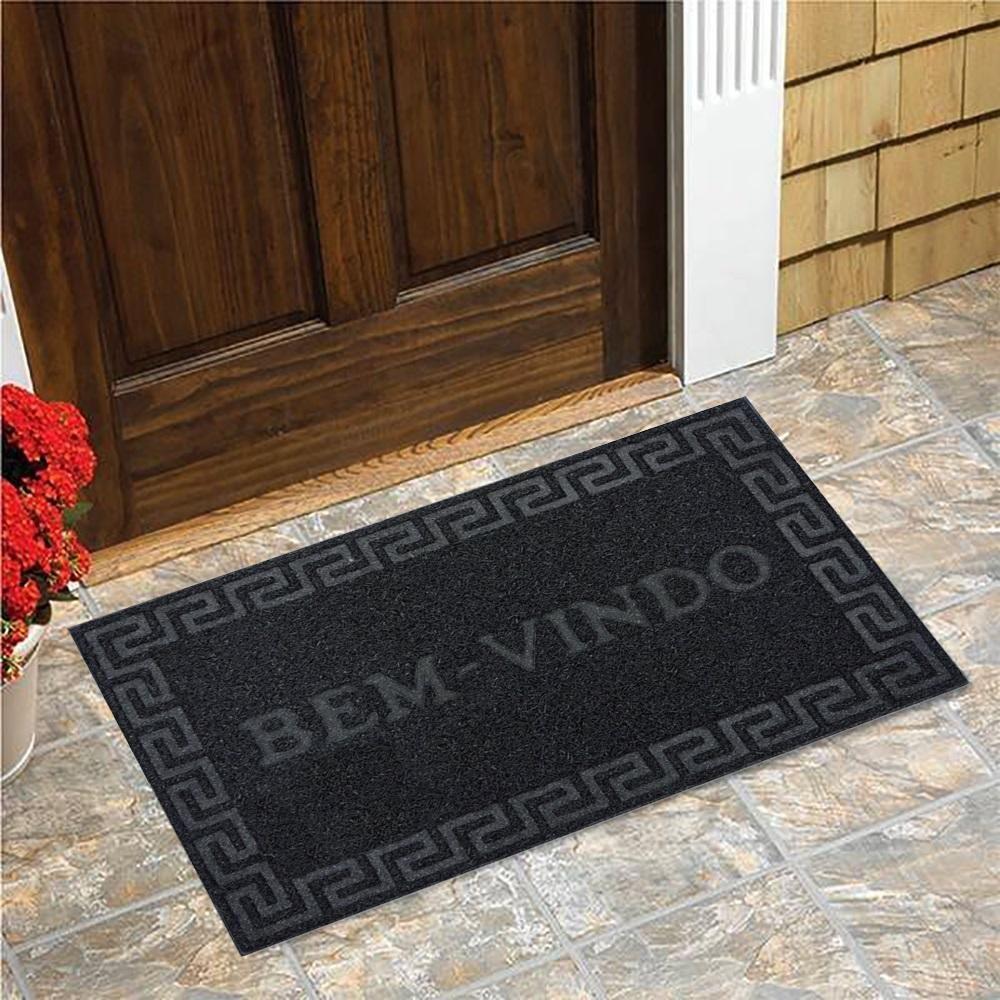 Tapete Entrada Macio Antiderrapante Bem Vindo Decorativo Casa Escritorio Pvc Luxo Preto - 2