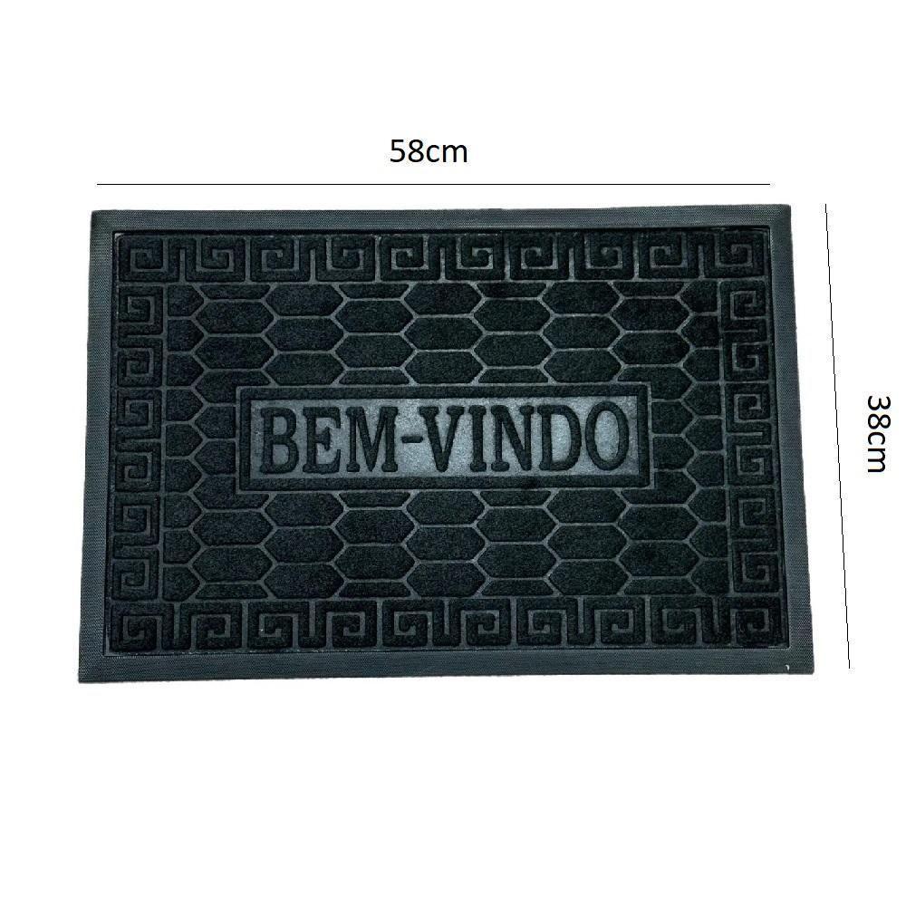 Tapete Entrada Macio Antiderrapante Bem Vindo Decorativo Casa Escritorio Pvc Luxo Preto - 7