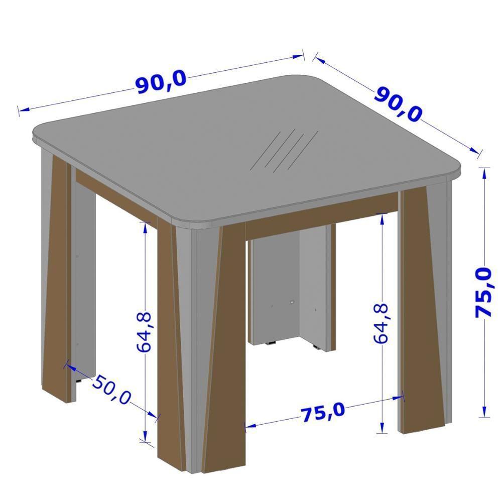 Mesa De Jantar Opera 4 Lugares Com Tampo De Vidro Carvalho-fendi - 3