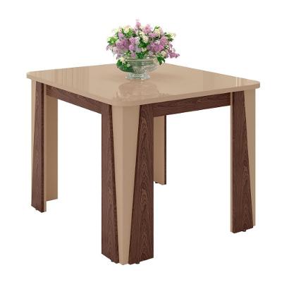 Mesa De Jantar Opera 4 Lugares Com Tampo De Vidro Carvalho-fendi