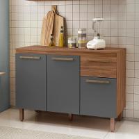 Balcão Copa Com Tampo Para Cozinha 3 Portas E 1 Gaveta Freijo-chumbo - 2