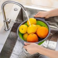 Escorredor Retratil Em Silicone Macarrao Legumes Arroz Salada Cozinha Multiuso Verde - 3